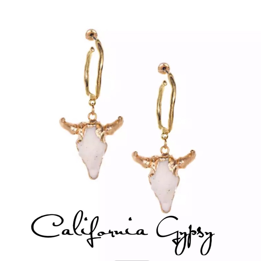 Steer Bull Skull Western Earrings - Picture 1 of 2